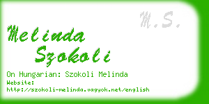 melinda szokoli business card
